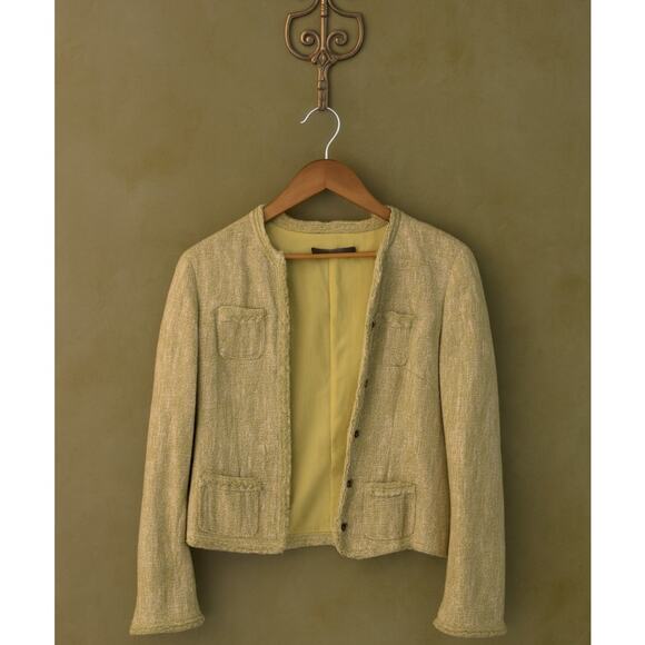 Elie Tahari Exquisite Art‑to‑Wear Green Tweed Lightweight Blazer Jacket Large - Picture 1 of 12